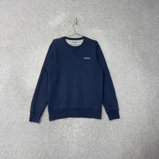 리복 네이비 로고 캐주얼 맨투맨 L