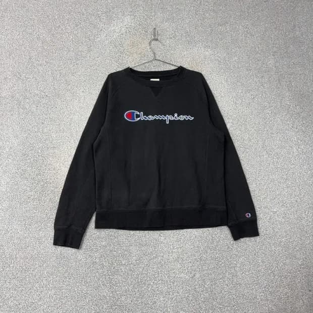 챔피온 프린팅 블랙 맨투맨 L