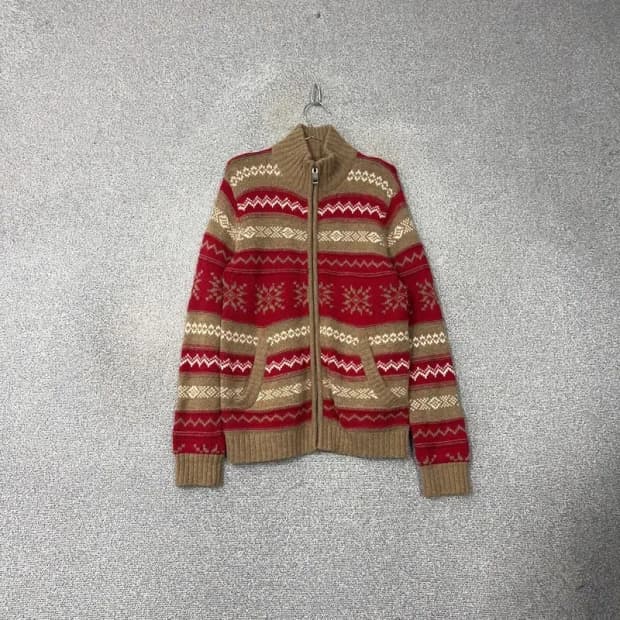 H&M 빈티지 페어아일 울 니트 집업 S