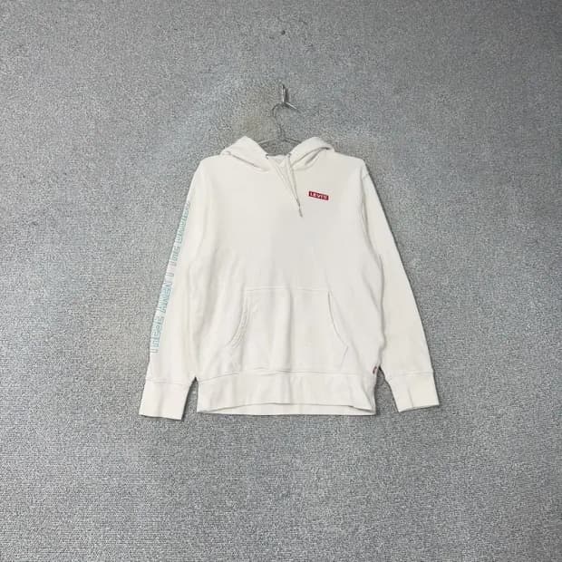리바이스 로고 프린팅 화이트 후드티 S