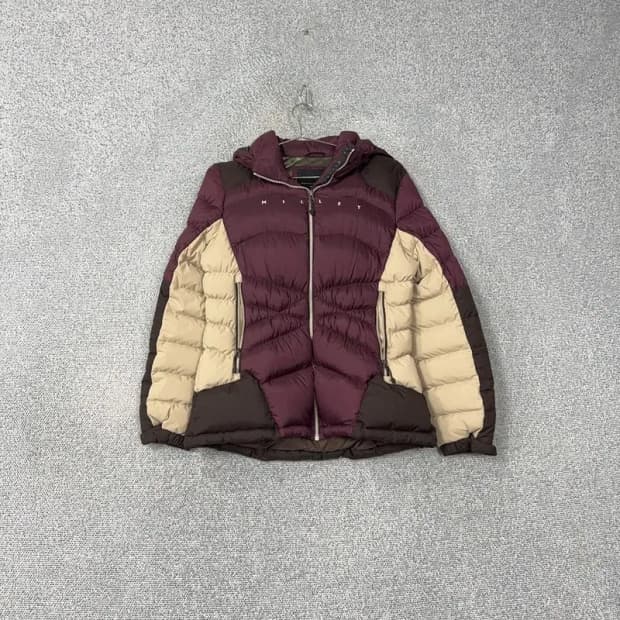 밀레 베이지 퍼플 투톤 거위털 구스다운 패딩 100
