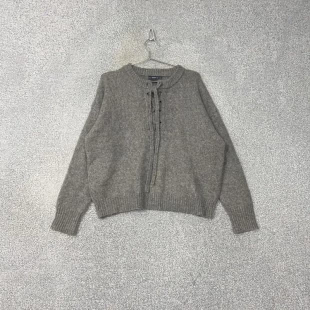 자라 빈티지 그레이 끈 울 니트 L