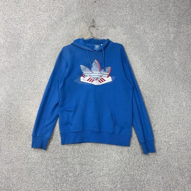아디다스 프린팅 블루 후드티 100