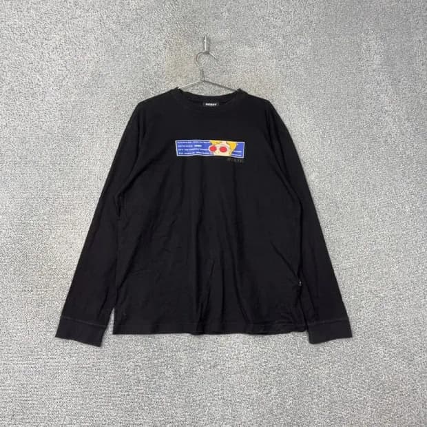 널디 프린팅 블랙 긴팔 티 L
