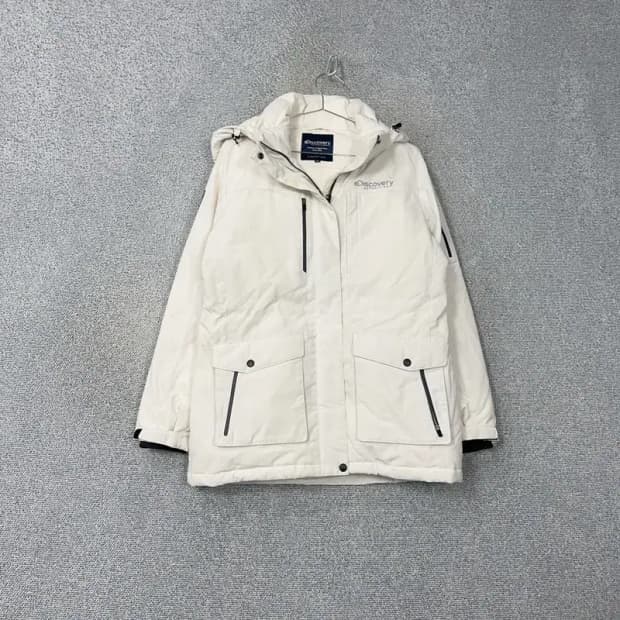 디스커버리 크림 화이트 구스다운 거위털 패딩 점퍼 100