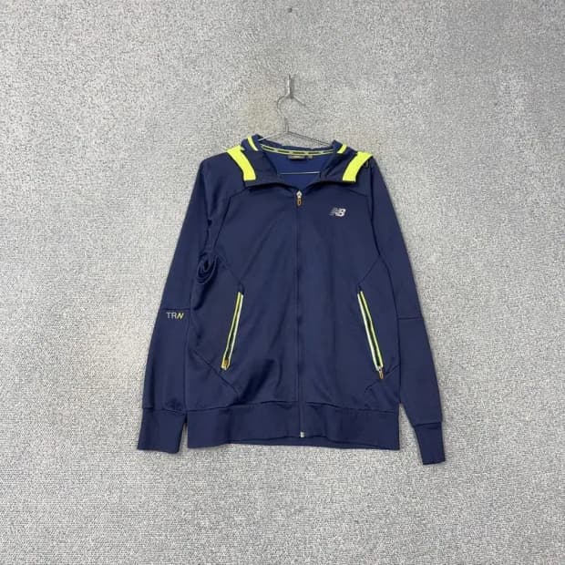 뉴발란스 로고 네이비 기능성 후드집업 L