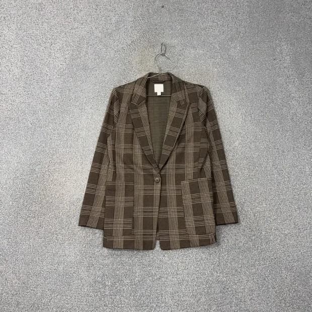H&M 빈티지 체크 브라운 블레이저 155/88A