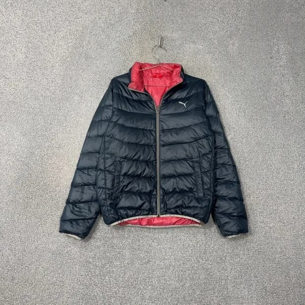 푸마 로고 네이비 구스다운 거위털 패딩 L