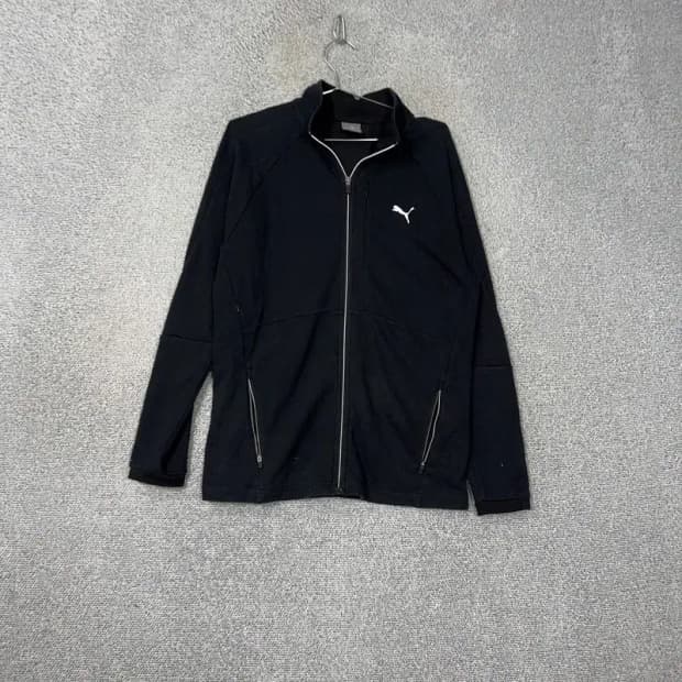 푸마 블랙 로고 기능성 집업 L