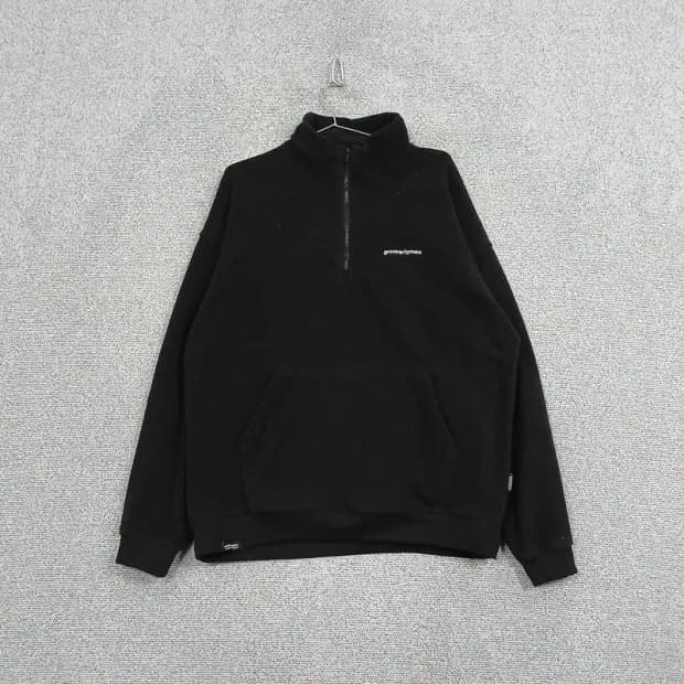 그루브라임 로고 블랙 반집업 기모 후리스 XL