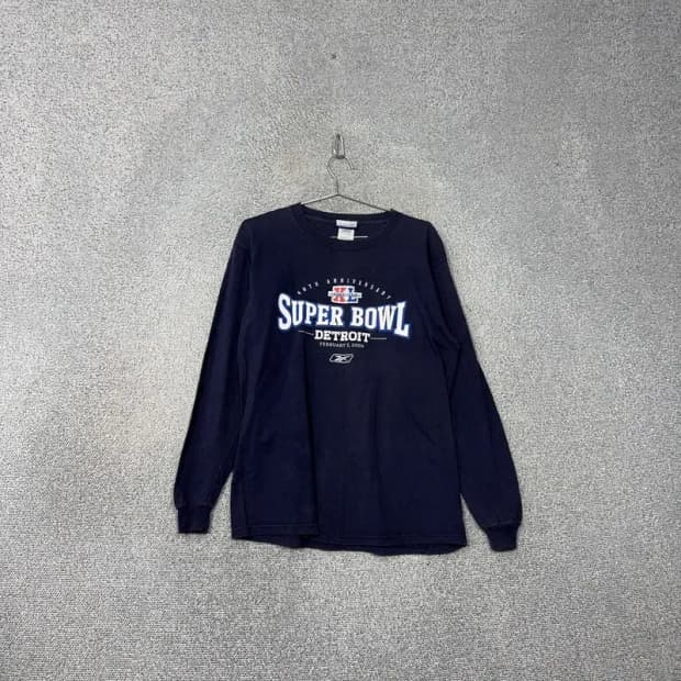 리복 프린팅 네이비 슬리브 긴팔티 M