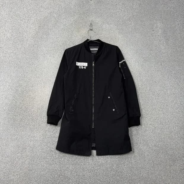 버커루 블랙 로고 여성 빈티지 롱 블루종 자켓 S