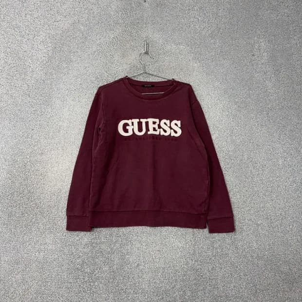 게스 로고 남성 버건디 맨투맨 L