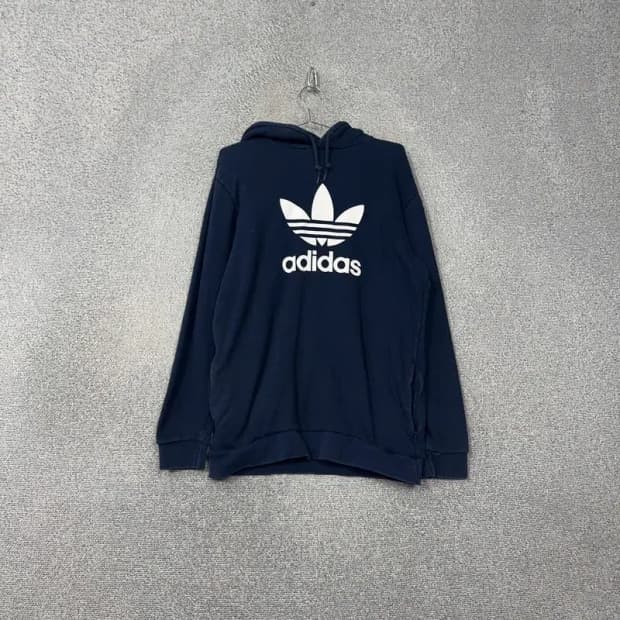 아디다스 프린팅 빅로고 남성 네이비 후드티 XL