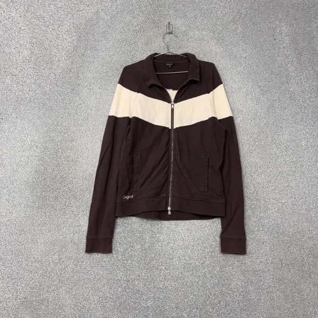 캘빈클라인 브라운 로고 코튼 집업 저지 L