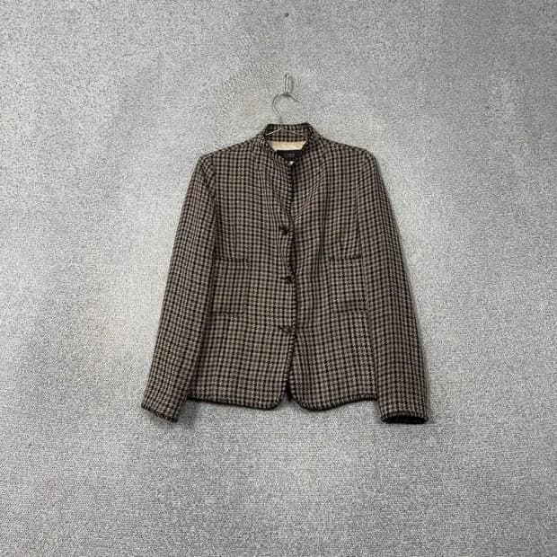 타임 한섬 여성 체크 브라운 블레이저 88-95-165