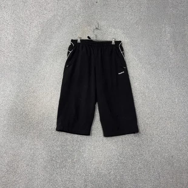 리복 블랙 로고 기능성 운동 반바지 100