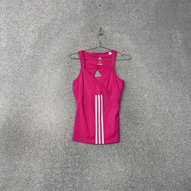 아디다스 핑크 삼선 기능성 운동 민소매 나시 85