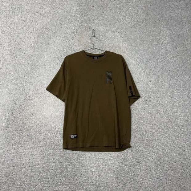 라이프워크 카키 로고 프린팅 오버핏 반팔티 S