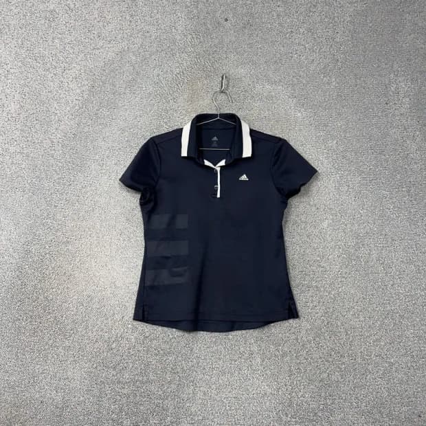 아디다스 네이비 로고 여성 골프 운동 기능성 반팔 카라티 M
