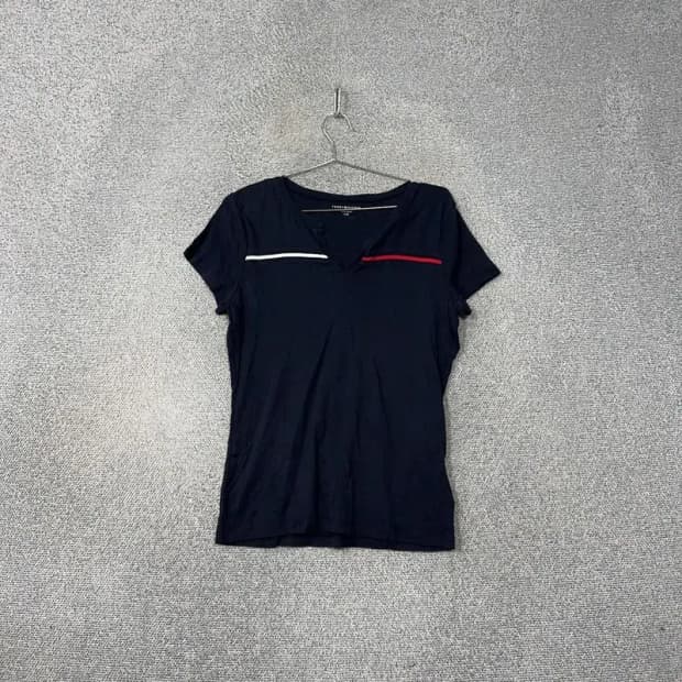 타미힐피거 네이비 로고 여성 반팔티 L