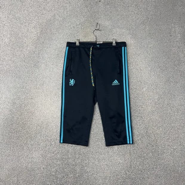 아디다스 네이비 로고 삼선 축구 5부 반바지 100