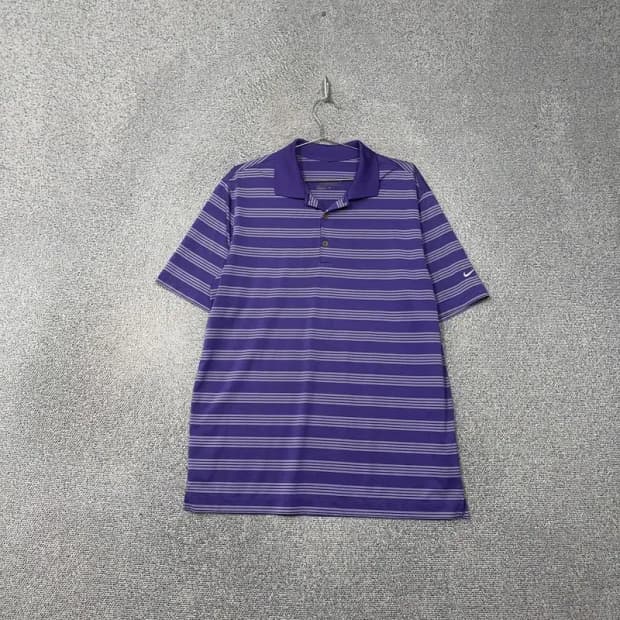나이키 스트라이프 퍼플 남성 반팔 카라티 XL