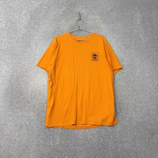 팀버랜드 백프린팅 로고 오렌지 반팔 티 XXL