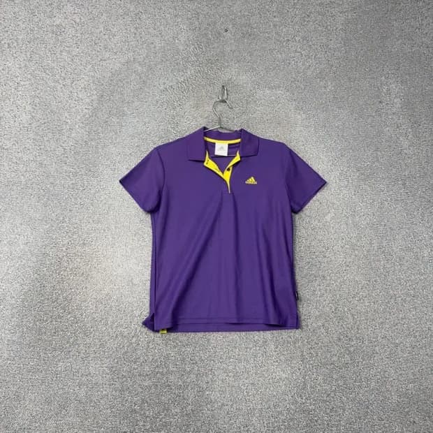 아디다스 퍼플 로고 기능성 여성 반팔 카라티 95