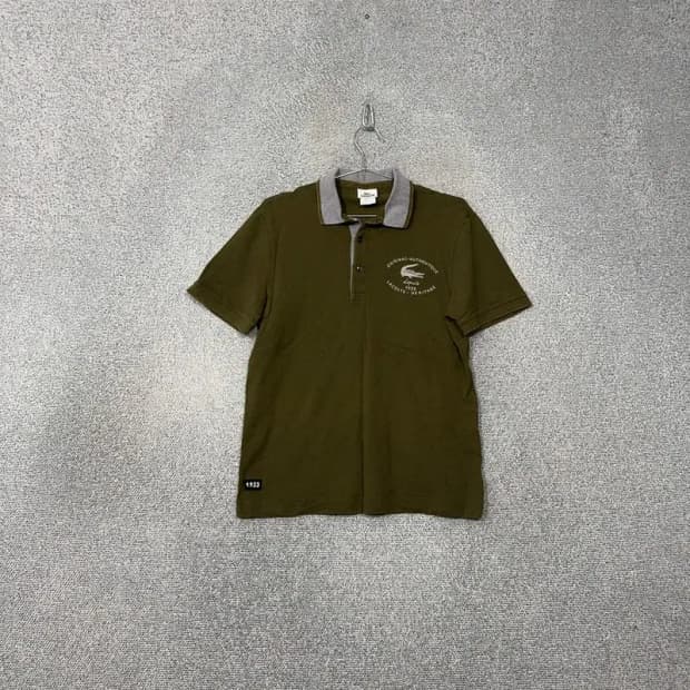 라코스테 로고 빈티지 카키 반팔 카라티 L