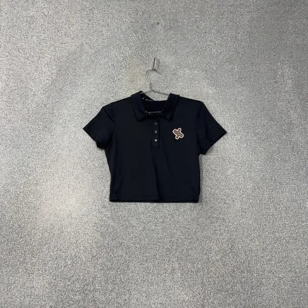 젝시믹스 로고 여성 운동 기능성 크롭 반팔티 L