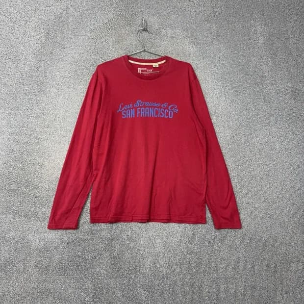 리바이스 프린팅 레드 로고 슬리브 긴팔티 L