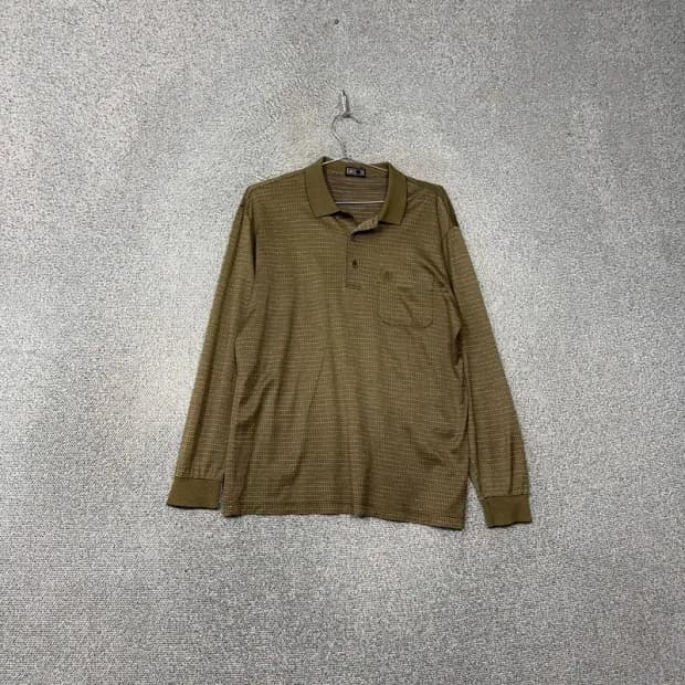 닥스 체크 카키 포켓 카라티 95