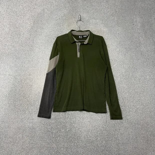 데상트 카키 캐주얼 남성 긴팔 카라티 105