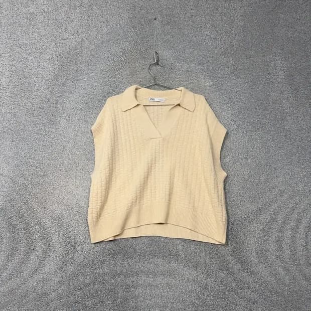 자라 베이지 니트 조끼 베스트 M