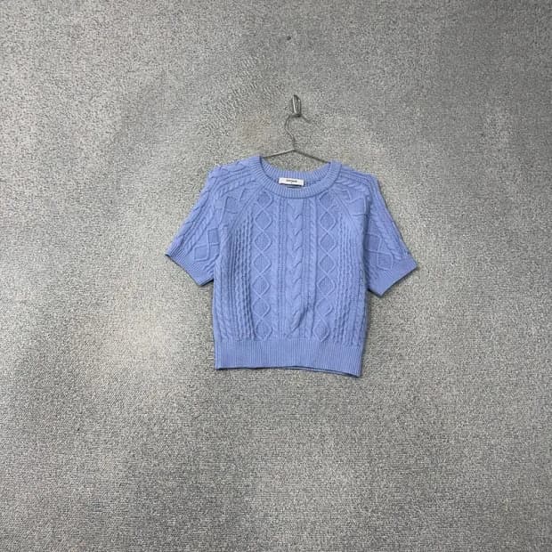 에잇세컨즈 라이트 블루 케이블 니트 반팔 M