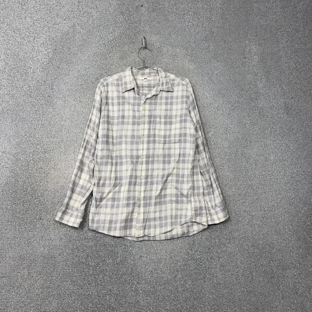 유니클로 남성 캐주얼 코튼 체크 셔츠 L