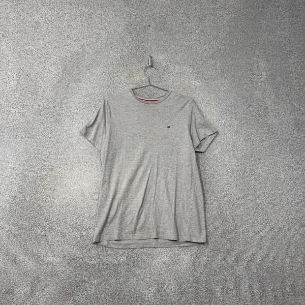 타미힐피거 라이트 그레이 로고 남성 반팔티 S