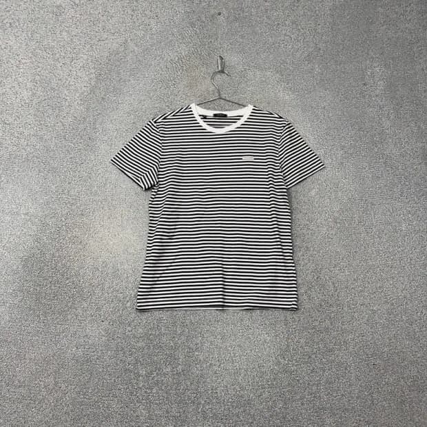 게스 스트라이프 로고 캐주얼 반팔 티 XL