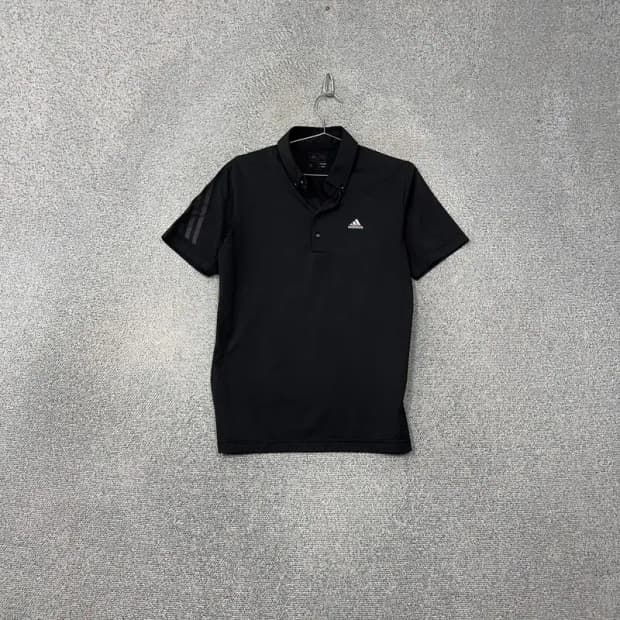 아디다스 블랙 로고 남성 운동 기능성 반팔 카라티 M