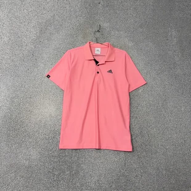 아디다스 핑크 로고 기능성 남성 반팔 카라티 95
