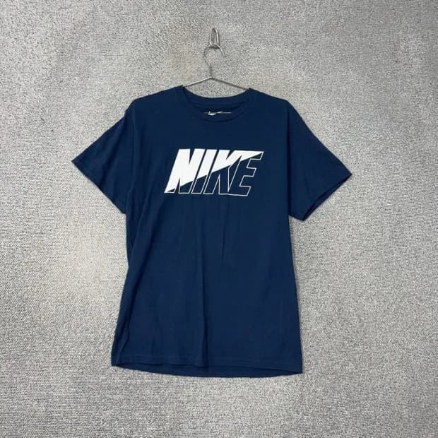 나이키 스펠 빅로고 프린팅 네이비 반팔 티 M