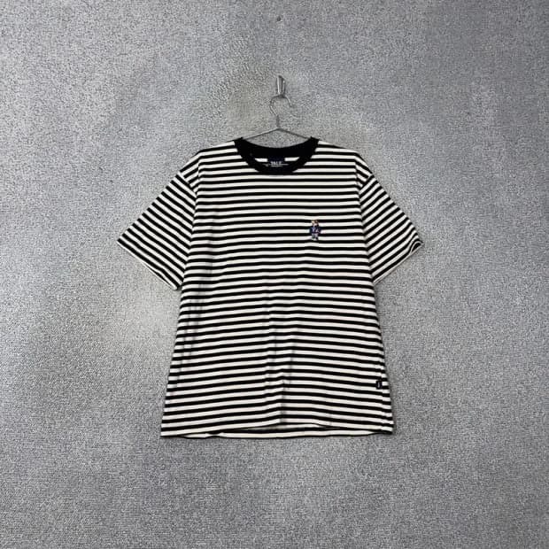 예일 스트라이프 블랙 로고 남성 반팔티 L