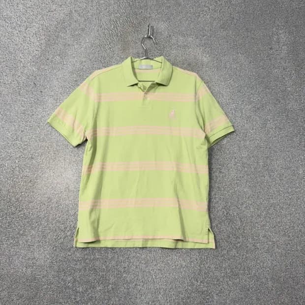 빈폴 라이트 그린 로고 스트라이프 남성 반팔 카라티 S