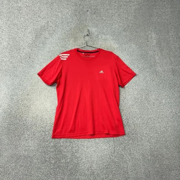 아디다스 레드 로고 남성 운동 기능성 반팔티 XL