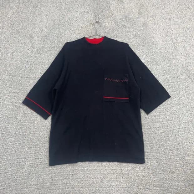 자라 남성 오버핏 포켓 블랙 반팔티 L