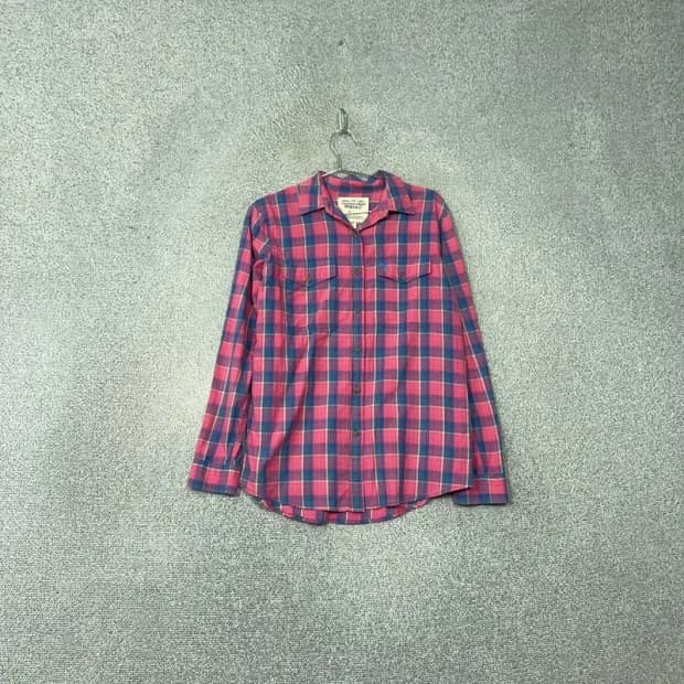 후아유 빈티지 핑크 체크 남방 M