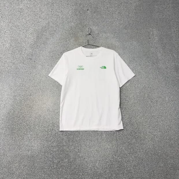 노스페이스 화이트 올림픽 프린팅 기능성 반팔티 M