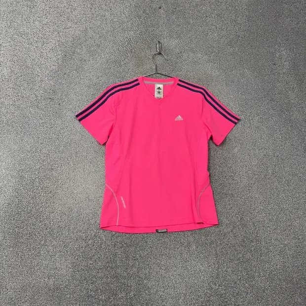 아디다스 핑크 로고 삼선 기능성 반팔티 95
