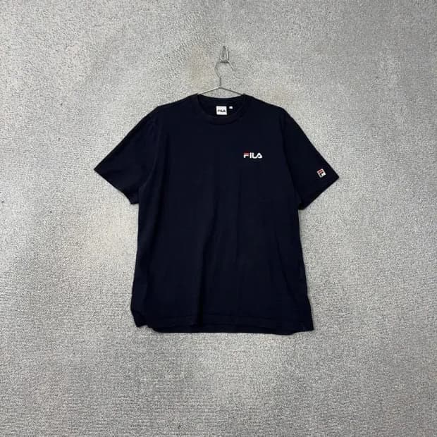 휠라 네이비 로고 남성 코튼 반팔티 XXL